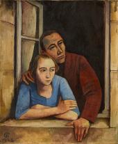 Karl Hofer, Paar am Fenster, 1925 – Zwei Menschen blicken nachdenklich aus einem Fenster. © Lübecker Museen, Museum Behnhaus Drägerhaus.
