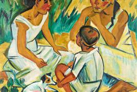 Max Pechstein Die Unterhaltung 1920 Expressionismus Figurenbild Szene Malerei