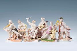 Ludwigsburger Porzellanfiguren der Französischen Komödie, Johann Wilhelm Götz zugeschrieben, um 1760