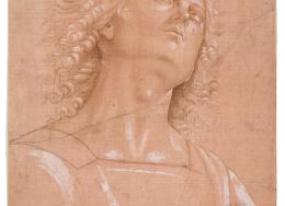 Pietro di Cristoforo Vannucci, gen. Perugino (Città della Pieve, ca. 1450–1523 Fontignano) Kopfstudie, Pinsel und Lavierung mit weißer Deckfarbe auf rosafarbener Grundierung auf Büttenpapier mit ausgeprägter Kettenlinienprägung, 292 × 248 mm, Schätzwert € 200.000 - 300.000