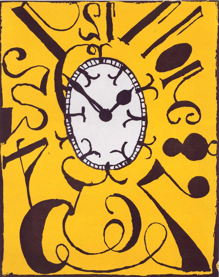 Matt Mullican, Ohne Titel (Uhr). 2010, Radierung und Aquatinta, Graphische Sammlung ETH Zürich